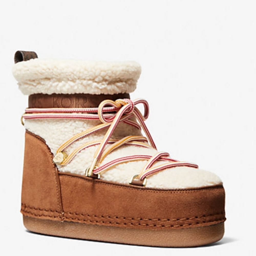 Michael Kors Zelda Sherpa and Faux Suede Boots, Brand New In Box